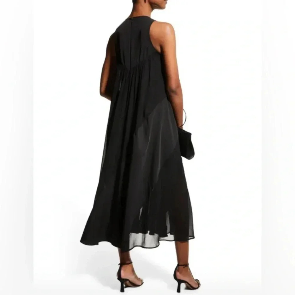 NWT TOCCIN (NY) Sheer Stripe Georgette Midi Saks Contemporary Dress XS - Picture 2 of 7